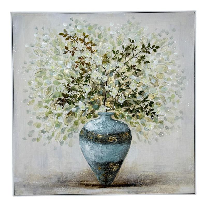 Cuadro Decorativo Jarrón Celeste con Flores 102 Cm