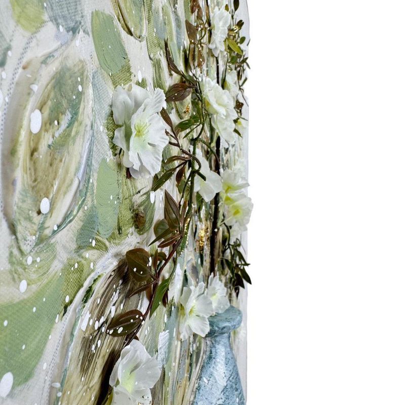 Cuadro Decorativo Jarrón Celeste con Flores 102 Cm