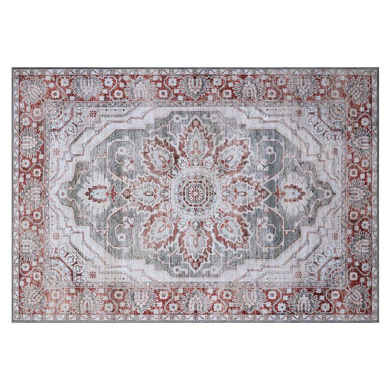 Alfombra Decorativa Persa Floral Rojo y Gris 235 x 160 Cm
