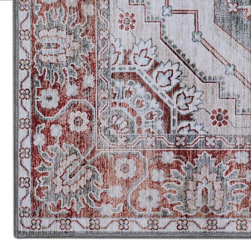 Alfombra Decorativa Persa Floral Rojo y Gris 235 x 160 Cm