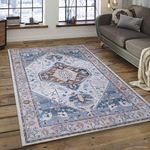 Alfombra de Área Estilo Persa Azul 133 x 190 Cm