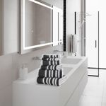 Set de 6 Toallas de Baño con Rayas Gris Oscuro