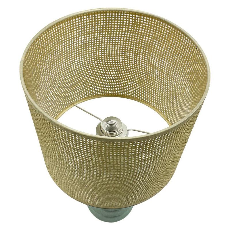 Lámpara de Mesa con Pantalla Tejida y Base Verde Ondulada 60 W