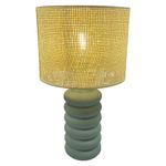 Lámpara de Mesa con Pantalla Tejida y Base Verde Ondulada 60 W