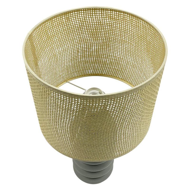 Lámpara de Mesa con Pantalla Tejida y Base Gris Ondulada 60 W