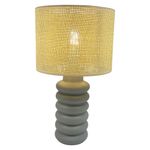 Lámpara de Mesa con Pantalla Tejida y Base Gris Ondulada 60 W