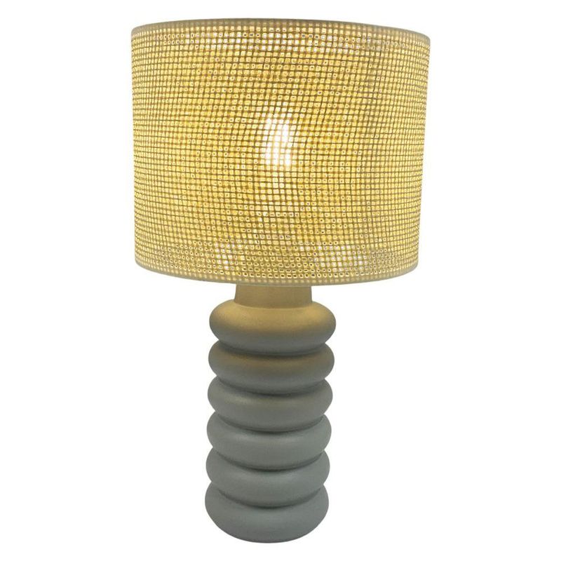 Lámpara de Mesa con Pantalla Tejida y Base Gris Ondulada 60 W