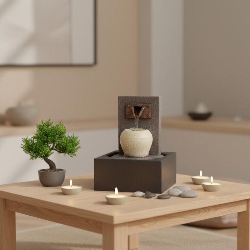 Fuente Decorativa con Luz Diseño Tinaja