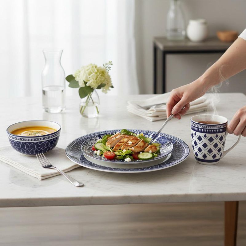 Vajilla de Cerámica Danna Color Azul de 16 Piezas