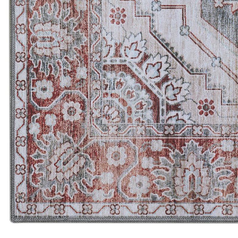 Alfombra Decorativa Estilo Persa Rojo y Gris 133 x 190 Cm