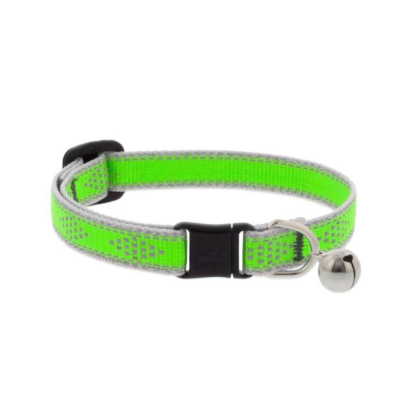 Collar Ajustable de Nylon Verde Neón para Gato