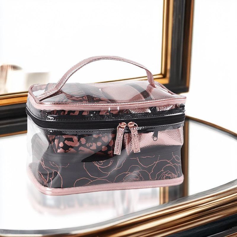 Set de 3 Cosmetiqueras Rosa Flores Fresh