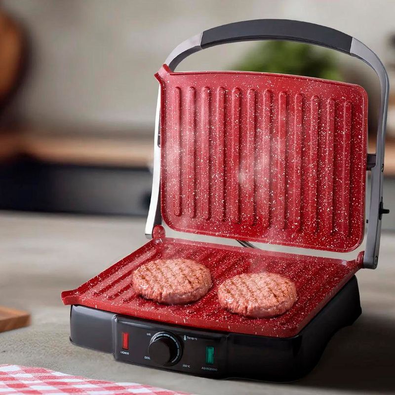 Prensa Panini Grill Red Ceramic