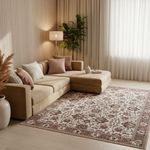 Combo de 3 Alfombras Beige Floral 133 x 190 + 2 de 50 x 80 Cm