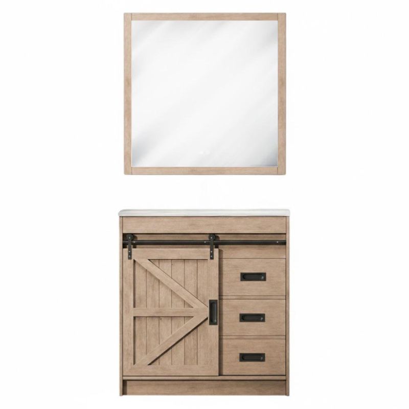 Vanity de Piso con Lavamanos y Espejo Color Café