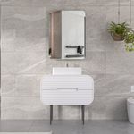 Vanity Piso Blanco con Lavamanos y Espejo