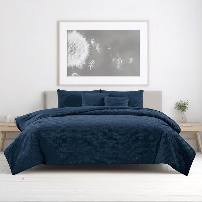 Set de Edredón Azul Tamaño Queen 5 Pzas
