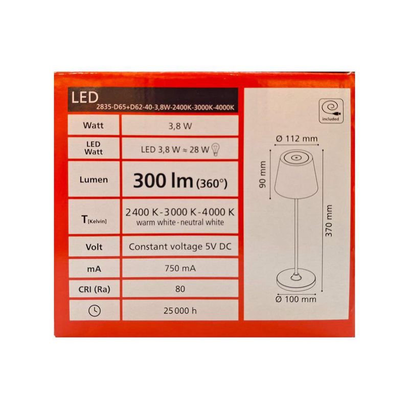 Lámpara de Mesa CCT Táctil Color Beige Liso