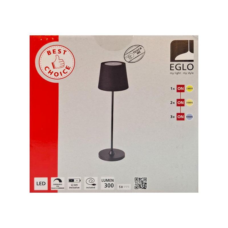 Lámpara de Mesa CCT Táctil Color Negro