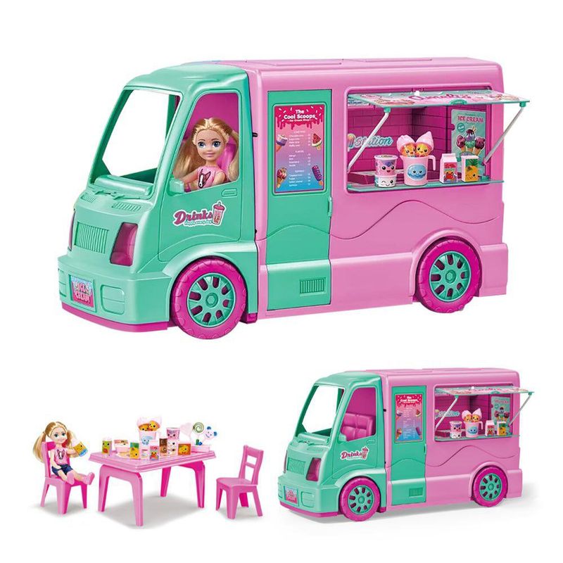 Set de Juego Food Truck y Muñeca con Accesorios