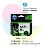 Cartucho De Tinta Negra Para Impresora 667 Xl - Hp