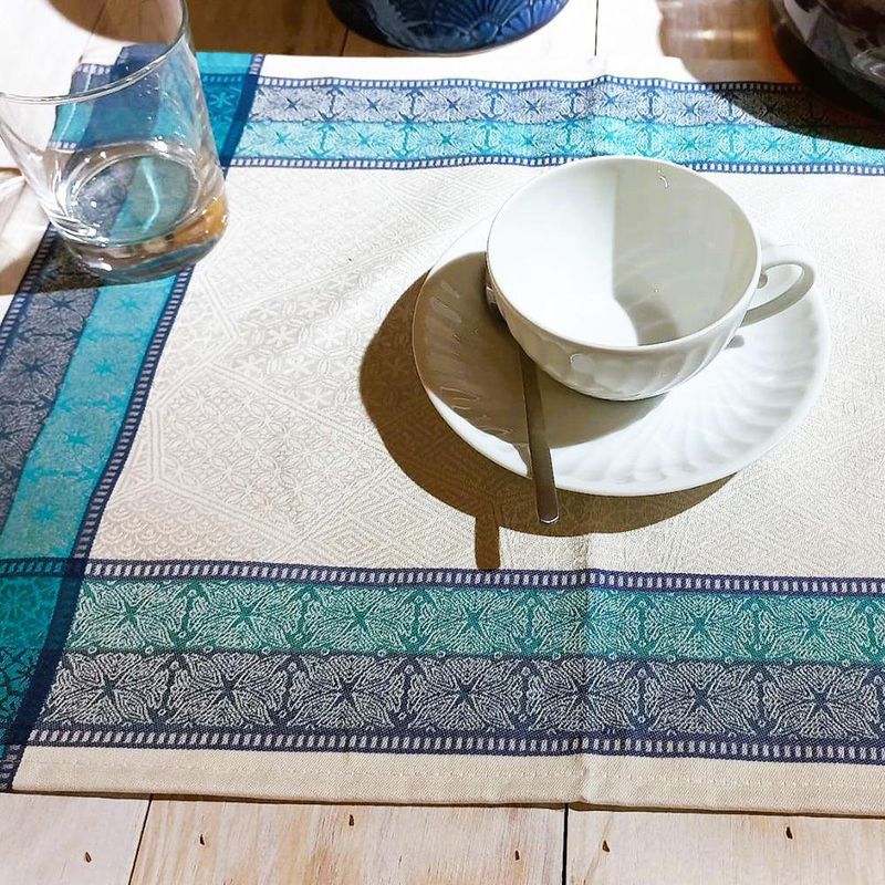 Individual Rectangular de Tela Turquesa 33 x 47 Cm