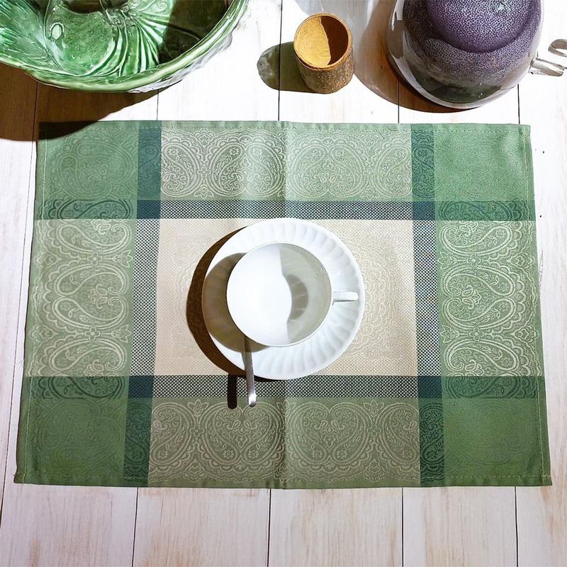 Individual Rectangular de Tela Cuadros Verde 33 x 47 Cm