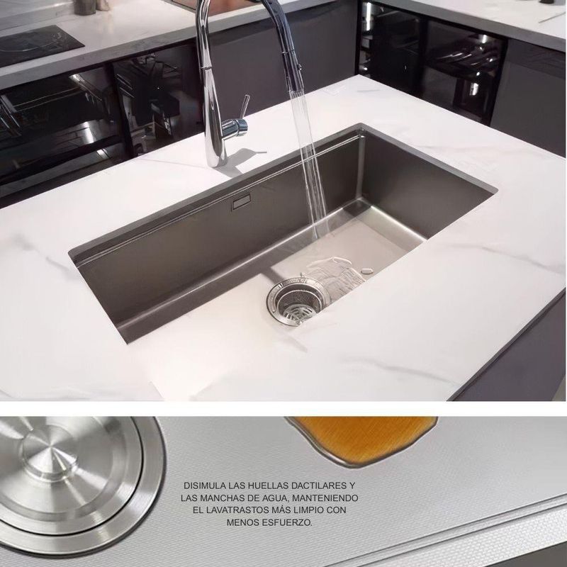 Lavatrastos de 1 Fosa Microestampado Acabado Satinado 81 x 46 Cm