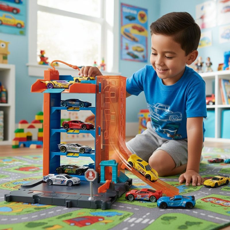 Pista Hot Wheels City Garage Doble Altura con Auto