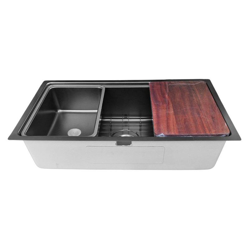 Lavatrastos de 1 Fosa Microestampado Negro Satinado 81x46 cm