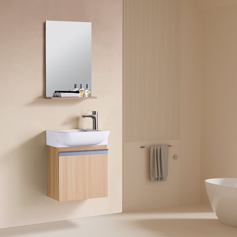 Set Vanity con Espejo de 45 x 31 cm Color Café Claro