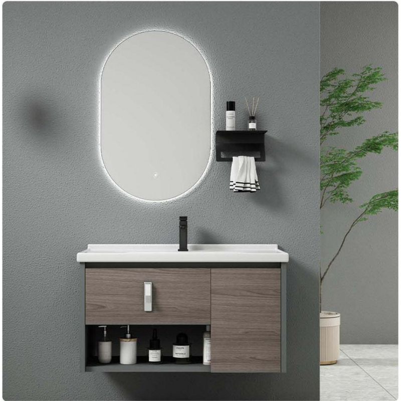 Set Vanity con Espejo de 45 x 70 cm Color Gris y Blanco