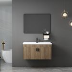 Set Vanity con Espejo de 80 x 60 cm Color Café y Negro