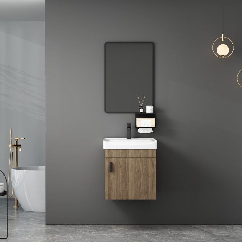 Set Vanity con Espejo de 42 x 50 cm Color Café y Negro