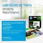 Cartucho De Tinta Negra Para Impresora 667 Xl - Hp