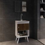 Vanity con Espejo y Repisa Blanco y Café 45x31.8x12 Cm
