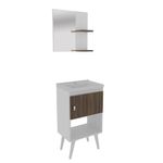 Vanity con Espejo y Repisa Blanco y Café 45x31.8x12 Cm