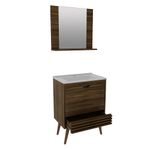 Vanity con Espejo y Repisa Blanco y Café 60x30x135.2 Cm