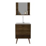Vanity con Espejo y Repisa Blanco y Café 60x30x135.2 Cm