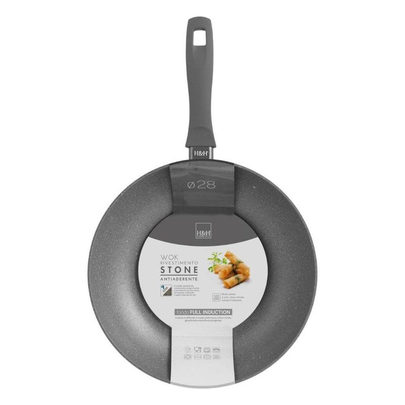 Sartén Wok Stone Full Inducción de 28 cm Color Gris