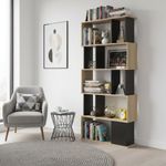 Librera de 5 Niveles con Cubos Negro y Café Claro