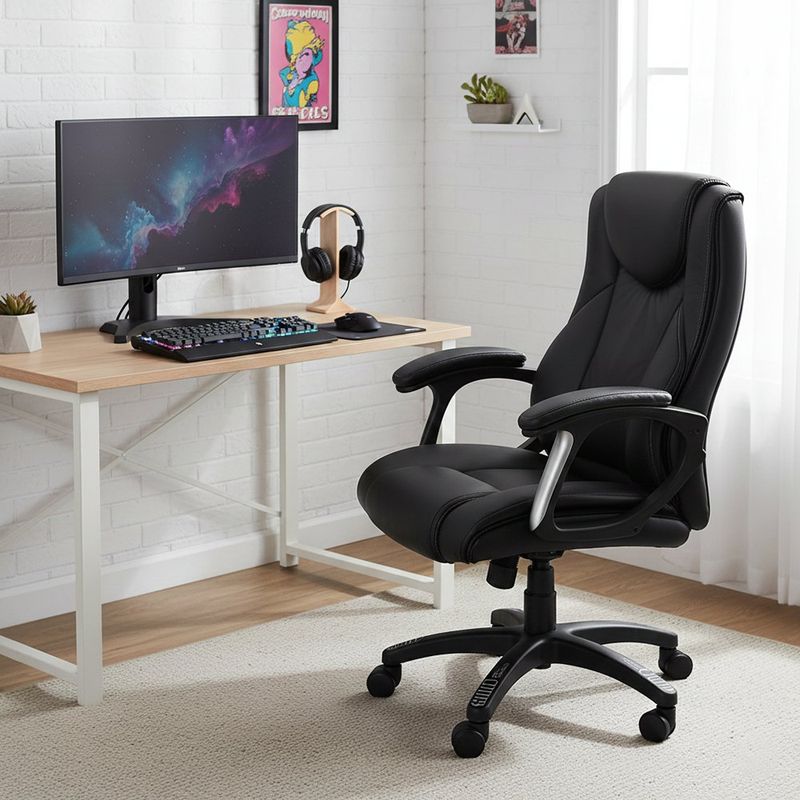 Silla Ejecutiva Giovanni de Cuero Sintético Negro