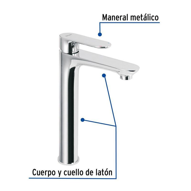 Grifo Monomando para Lavamanos Cuello Alto Recto 30 cm Cromo