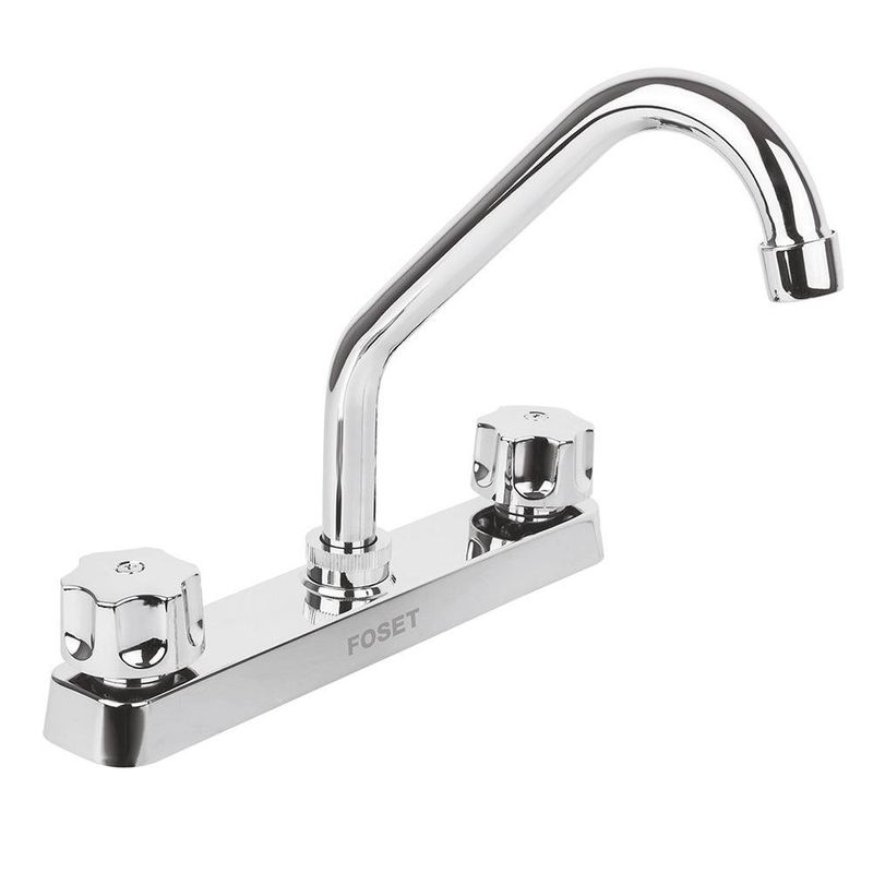 Grifo Mezclador para Lavatrastos LLaves Hexagonales 8 Plg Cromo