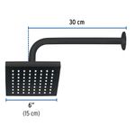 Regadera Cuadrada con Brazo 6 Plg Color Negro