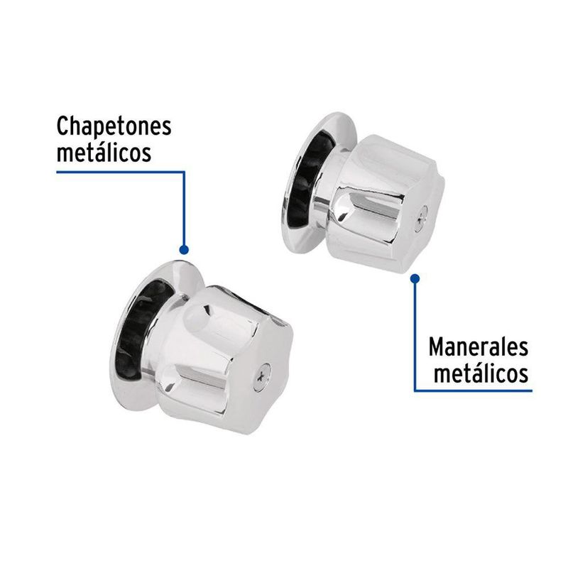 Juego de 2 Llaves para Regadera de Empotrar He x ágonales Cromo