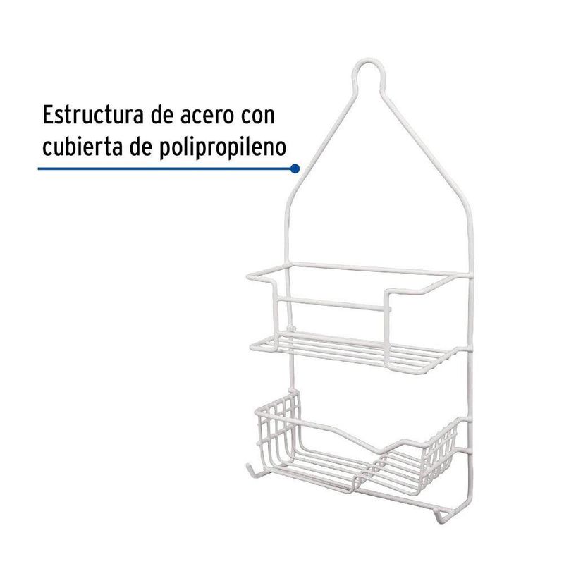 Organizador de Ducha de Acero de 2 Niveles Color Blanco