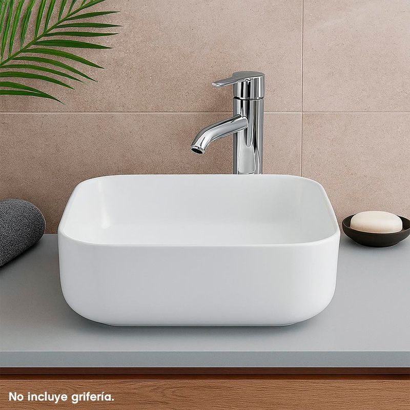 Lavamanos de Sobreponer Cuadrado Modelo Aral Color Blanco