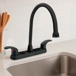 Grifo Mezclador para Lavatrastos Cuello Largo Tipo Palanca 8 Plg Negro