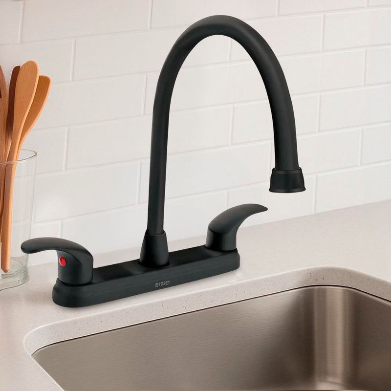 Grifo Mezclador para Lavatrastos Cuello Largo Tipo Palanca 8 Plg Negro